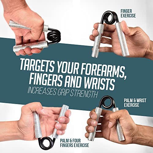 Logest Metal Hand Grip Set, 100LB-200LB 3 Pack 50LB-200LB 4 Pack No Slip Heavy-Duty Grip Strengthener with Gift Box, Great Wrist & Forearm Hand Exerciser, Home Gym, Hand Gripper Grip Strength Trainer