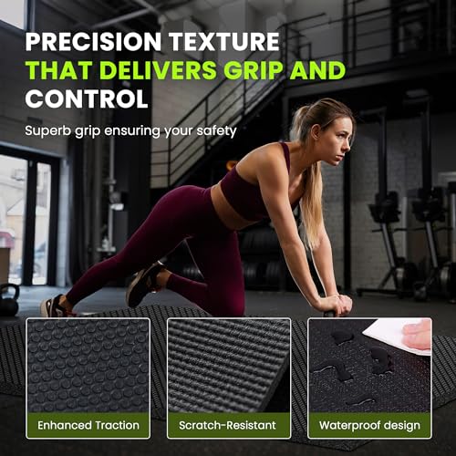 Stepwaver Extra Large Exercise Mat, 7'x5' 8'x6' 10'x6' (8mm) Extra Thick Workout Mats for Home Gym Flooring, Non-Slip, Ultra Durable, High-Density Gym Mat for Cardio,Yoga, Jump Rope, MMA, Weights