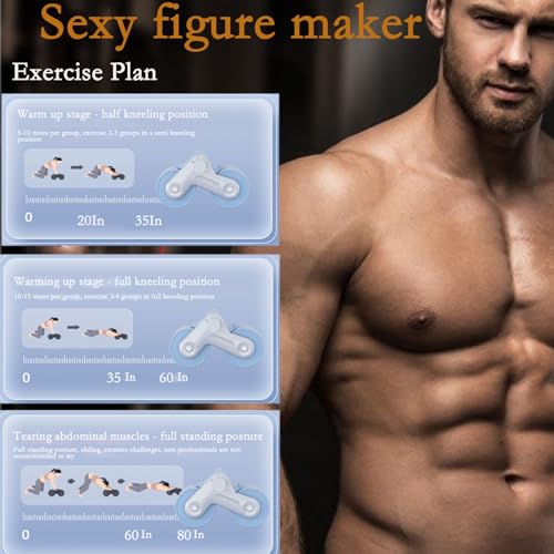 AUTOMATIC REBOUND ABDOMINIUM ROLLER: Automatic rebound abdominal roller for exercise with knee pads, dual wheel balance design and cell phone holder, suitable for outdoor, home, office, gym, in the home gym using abdominal fitness roller for abdominal mus