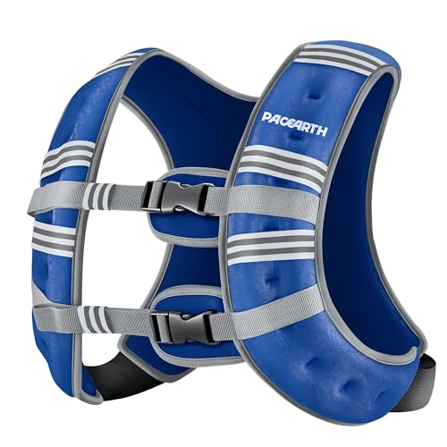 PACEARTH Weighted Vest,6lb/8lb/10lb/12lb/16lb/20lb/25lb/30lb Weight Vest with Reflective Stripe, Body Weight Vests for Women, Men, Weight Loss Workout, Strength Training, Running, Walking, Jogging - color: Vibrant Blue, size: 12 LB