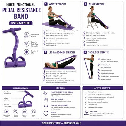 Resistance Bands with Handles, 6 Tube Pedal Exercise Bands for Home Workout, Adjustable Resistance Bands for Arms Legs & Core Training