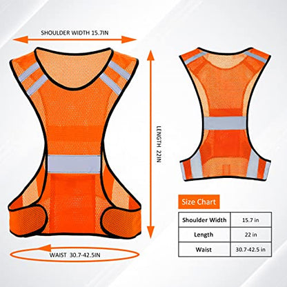 TCCFCCT Reflective Running Vest, High Visibility Running Gear with Large Pocket - color: 3 Pack Mesh Orange