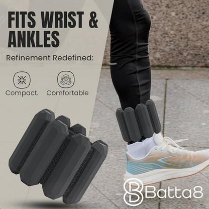 Patented Design Pilates Wrist and Ankle Weights for Women & Men - (1LBx2pc) Set of 2LBs Adjustable Silicone Weighted Bracelet Set for Gym, Yoga, Pilates, Cardio & Strength Training Wrist Weights for Women Wearable - color: Gray