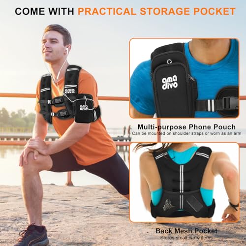 Weighted Vest for Men Women (20lb 16lb 12lb 8lb), Reflective Weighted Vest for Walking, Running, Workout & Fitness, Strength Training, Adjustable Buckles with Detachable Bag - size: 16 lbs