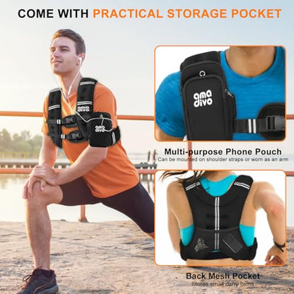 Weighted Vest for Men Women (20lb 16lb 12lb 8lb), Reflective Weighted Vest for Walking, Running, Workout & Fitness, Strength Training, Adjustable Buckles with Detachable Bag - size: 16 lbs