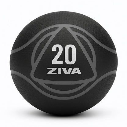 ZIVA Medicine Ball – Durable Rubber Weighted Ball with Easy-Grip Textured Shell for Core, Balance and Strength Training – Commercial Quality (Black, 4–20 lb) - style: 20lb Black+Gray