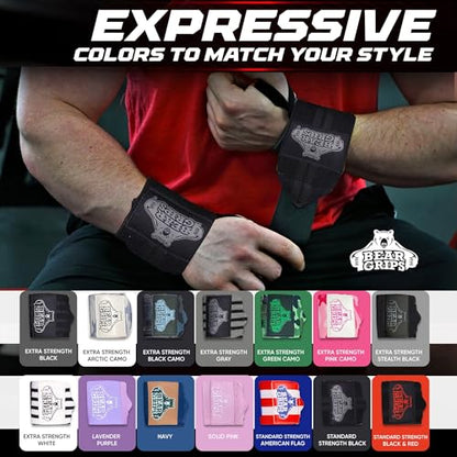 Bear Grips Wrist Wraps for Weightlifting | Weight Lifting Wrist Straps for Weightlifting | Extra Strength Gym Wrist Wraps | Two Wrist Wrap Per Pack | 12” & 18” | Lifting Wrist Wraps for Men & Women - color: Standard Strength: Black