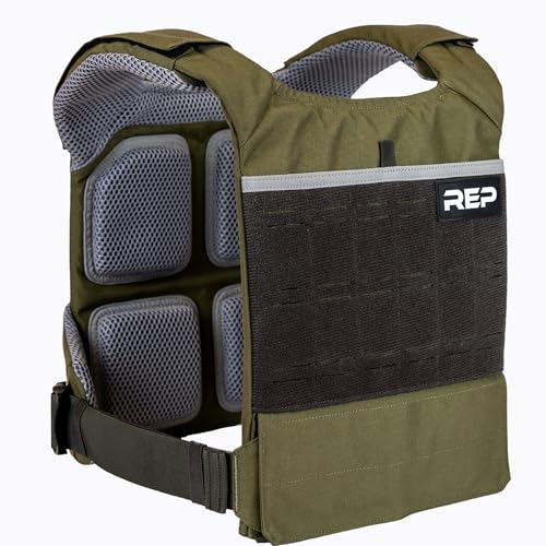 REP Fitness Strata Weight Vest, 2 Removable Plate Options for Unisex, Men & Women, Wearable, Weighted for Strength Training, Muscle Building, CrossFit, Running, Gym Exercise, Adjustable Sizing - color: Green, size: Vest Only (2.3 lb)