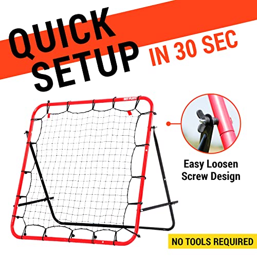 Soccer Rebounder, Kickback Rebound Net 3.3X3.3FT - Football Training Gifts, Aids & Equipment for Kids, Teens & All Ages, Portable, 6 Adjustable Angles