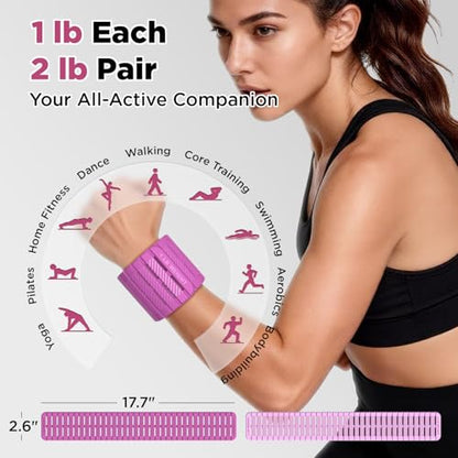 Magnetic Ankle Weights for Women Men Set of 2 (1 lb Each) Adjustable Wrist Weights for Pilates, Yoga, Workout and Daily Training