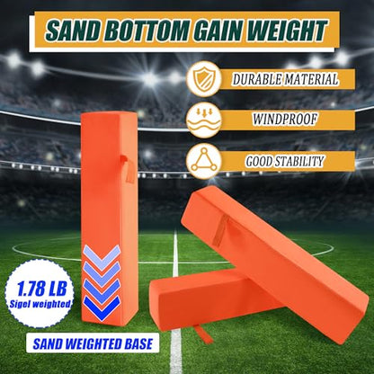 Football End Zone Pylons,18" x 4" x 4" Sand Weighted Anchorless Football Pylons Field Markers, Football Pylons Football Accessories for Sports Game Training - style: 4 Pcs