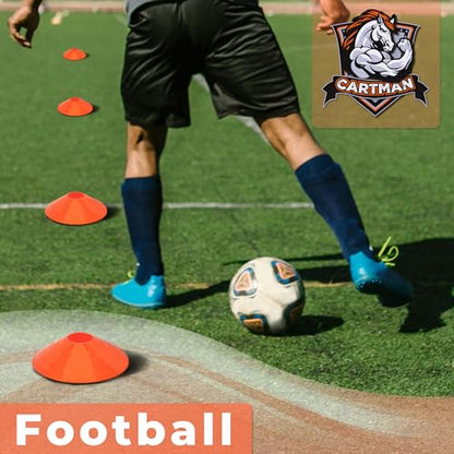 CARTMAN Plastic Training Cones (Set of 12/24 Pack 9" or 12/24 Pack 7" or 12/24 Pack Disc Cone) Agility Soccer Cones, Indoor Outdoor and Festive Events Field Marker Agility Cones - style: Disc 24pk
