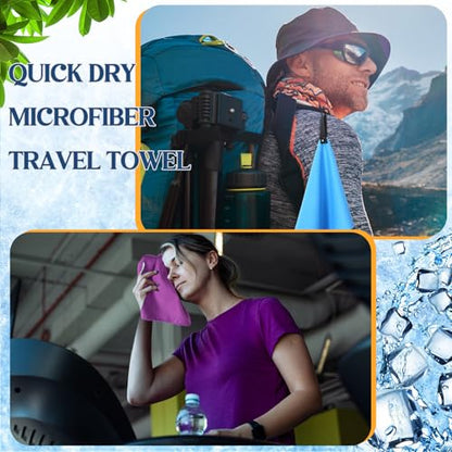 SmoothNovelty 10 Pcs Quick Dry Microfiber Camping Towels 25x32 cm, 5 Colors - color: 5 Colors