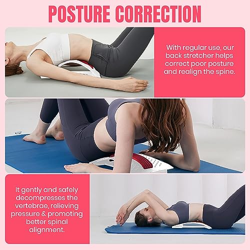 Pursonic Premium Back Stretcher for Pain Relief and Posture Correction - Adjustable Design with Cushioned Foam Padding – Personalized Spinal Alignment for Office Chair, Sofa, or Floor Use - Durable (WHITE)