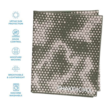 Extended Size Cooling Towel – Be Cool in Style - Heat Relief, Soft, Lightweight, Sun Protection, Easy Clean - Perfect for Biking, Hiking, Running, Yoga, Golf, Gardening - Green Camo M - color: Green Camo