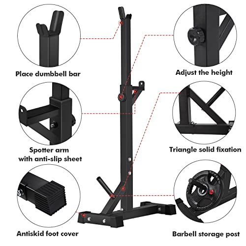 BangTong&Li Squat Rack Stand,Barbell Rack,Bench Press Rack Stand Home Gym Adjustable Weight Rack 550Lbs - color: Red