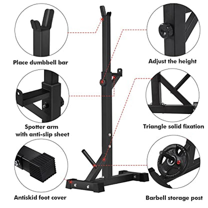 BangTong&Li Squat Rack Stand,Barbell Rack,Bench Press Rack Stand Home Gym Adjustable Weight Rack 550Lbs - color: Red