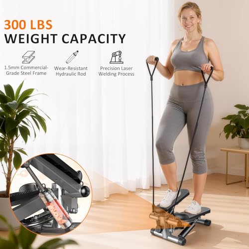 Stair Stepper with Resistance Bands for Home Exercise, Mini Stepper Machine for Indoor Fitness, Portable Home Gym Stepper for Full Body Workout, 300LBS Capacity - style: Grey