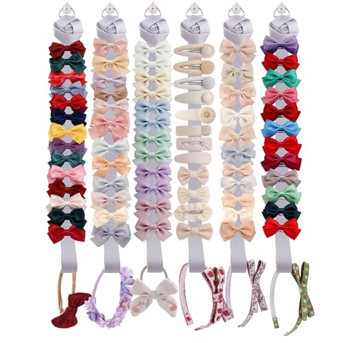 6PCS Bow Holder Hair Bow Organizer,Baby Decorative Hair Accessories Organizer,Hair Clips Storage Bow Holder for Girls Hair Bows,Room Nursery Wall Hanging Decors (mgh-6pcs-hui) - color: mgh-6pcs-hui