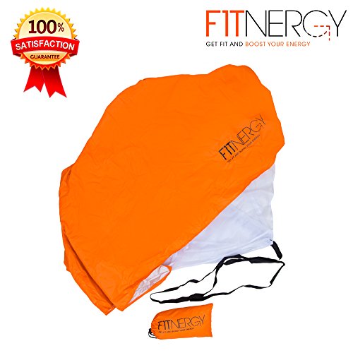 Running Resistance Parachute Durable 56" Orange Speed Sprint Training Chute - Free Carrying Bag - Maximize & Explosive Acceleration Soccer Football Agility Ladder Speed