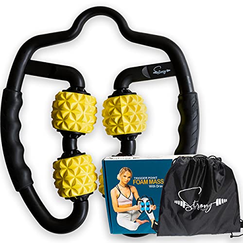 Muscle Roller for Muscles Deep Tissue/w Drawstring Gym Bag | Cellulite Remover Myofascial Massage Tool - Tennis Elbow Massager, Calf, Leg n Forearm Roller I High Density Foam Roller - color: Yellow