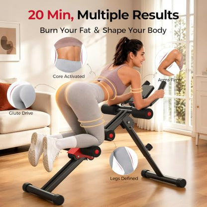 FLYBIRD AW1 Ab Workout Machine, Ab Crunch Machine Ab Workout Equipment Foldable for Home Gym, Bottom-Up Abdominal Trainer for Core Waist Workout and Body Shaping with Adjustable Heights and Angles, Red