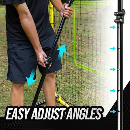 Baseball Rebounder Net - 4x4.5FT Baseball Pitchback Net for Pitching and Fielding Training, Angle Adjust Bounce Back Net