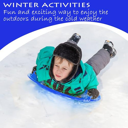 Slippery Racer Heavy-Duty Cold Resistant Downhill Pro Adults and Kids Plastic Outdoor Winter Saucer Disc Snow Sled with Handles (Blue, 3)