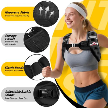 Weighted Vest Women & Men - 5lbs/8lbs/10lbs/12lbs/15lbs/20lbs/25lbs/30lbs Adjustable Weight Vest with Detachable Phone Pouch - Ideal for Rucking,Walking,Weight Loss,Training&Running - size: 5 lb