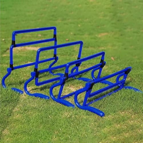 5 Pieces Agility Hurdles Field Training Speed Training Hurdles Fitness Workout Equipment Obstacle Rack Adjustable Height Foldable PVC Suitable for, Blue