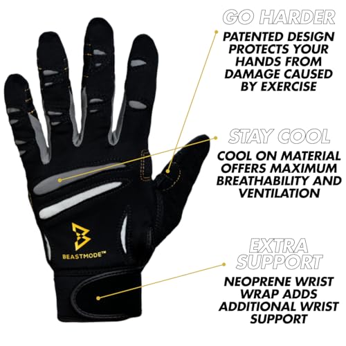 Bionic Men's Beastmode Full Finger Gym Workout Gloves - size: Small