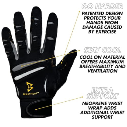 Bionic Men's Beastmode Full Finger Gym Workout Gloves - size: XX-Large