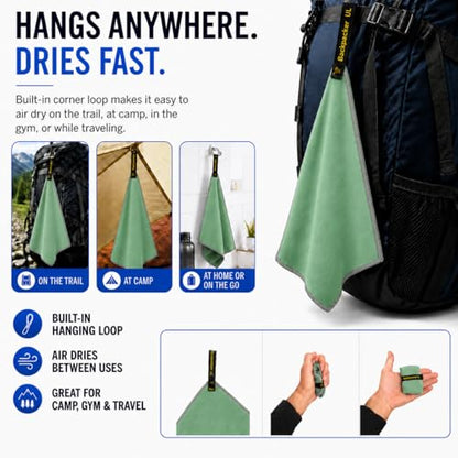 Backpacking Ultralight Quick Dry Microfiber Soft Fast Drying Hand and Face Towel Wash Cloth Camping Yoga Hiking Active Lifestyle Small (Green, Small) - color: Green, size: Small