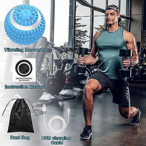 Vibrating Massage Ball for Pain Relif, Lacrosse Balls Deep Tissue Trigger Point Therapy for Plantar Fasciitis Pain Relief, Muscle Pain for Myofascial Release Ball - color: Blue
