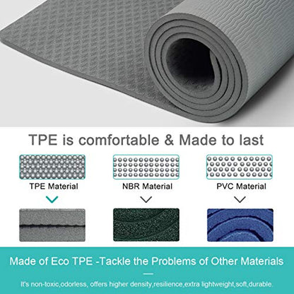 Extra Large Yoga Mat 72" x 26" - Non Slip Exercise Mat 8mm Thick Eco Friendly with Carrying Strap for Yoga, Pilates, Home Workouts & Floor Fitness