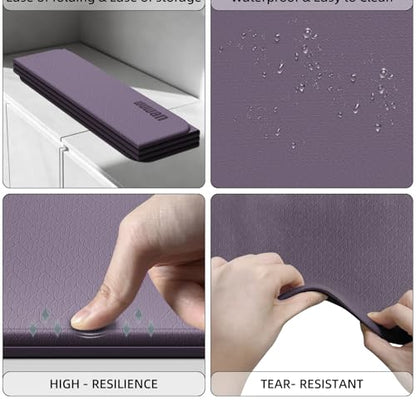 Folding Yoga Mat Extra Thick 0.4 Inch, Foldable Yoga Mat 75 x 26 Inches, TPE Exercise Mat, 7-Panel Non Slip Cushioned Fitness Mat for Yoga, Pilates, Stretching, Home Workout