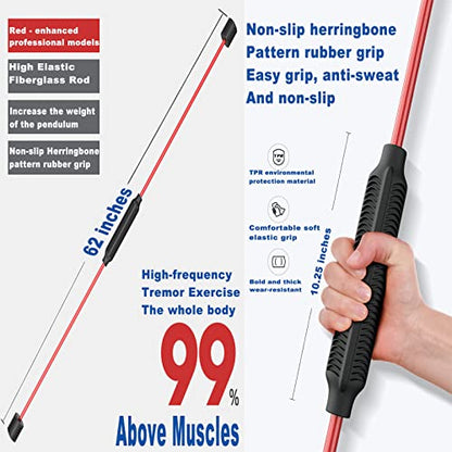 Yoga Starter Set - Flexi Bar, Resistance Band & Shoulder Tube for Elastic Exercise & Training Fitness - color: RED