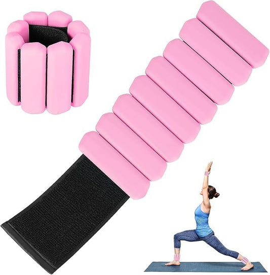 Wrist and Ankle Weights for Women and Men, Adjustable Silicone Fitness Bangles, 2lb/4lb Wearable Arm & Leg Weights for Yoga, Pilates, Barre, Walking, Running, Gym, Strength Training - color: Pink, size: 4 lb (2lb each ) per set