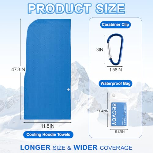 1 Pack Cooling Hoodie Towels for Neck and Face, UPF 50 Sun Protection & Instant Cooling Towels for Hot Weather, Soft Breathable Towel for Work Out, Sport, Gym, Camping & More Activities