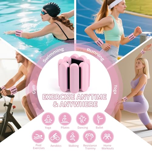 Wrist Weights – Adjustable Ankle Wrist Weights for Women & Men – Set of Weighted Bangles 2 lbs (1 lb Each) | Arm and Leg Weights for Pilates, Yoga, Running & Walking