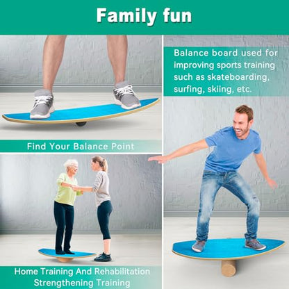 Balance Boards for Adults,Balance Trainer - Wooden Balance Board,Surface anti-slip treatment Including Roller,Half Ball And Balance Ball