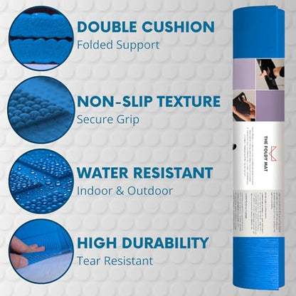 Foldable Yoga Mat Thick, in 6 Combinations; Greater Support and Protection for Joints, Body Alignment System, and Sections for Hands and Feet. Non-slip texture and water-resistant - color: Light Blue