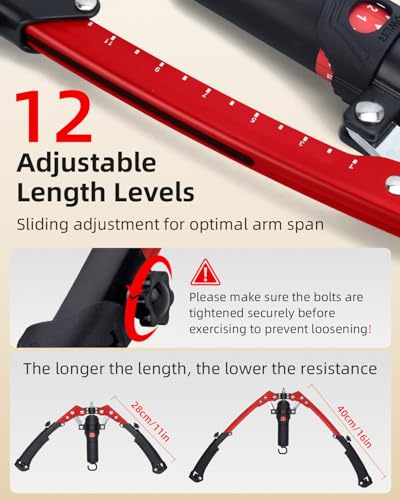 Abahub Twister Arm Exerciser, Hydraulic Power Chest Expander Max 440 LBS - color: Red, size: With Wheels