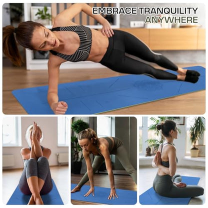 U&M Yoga Mat Non Slip, 0.24" Thick 72"x24" TPE Yoga Mats for Women Men, Anti-Tear Exercise & Fitness Mat with Carrying Strap, Workout Mats for Yoga, Pilates and Floor Exercise