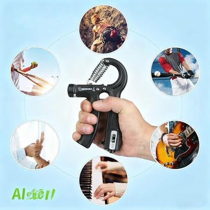 Grip Strength Trainer with Counter, Hand Grip Strengthener, Adjustable Resistance 11-132Lbs (5-60kg), Hand Grip Exerciser Strengthener Hand Exerciser for Muscle Building and Injury Recover - color: Blue