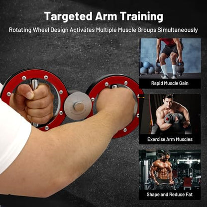Arm Training Wheel, Hand Trainer and Forearm Trainer, Adjustable Arm Trainer for Wrist, Shoulder & Chest, Punch Speed Trainer and Martial Arts Arm Strength Device - color: Black & Red