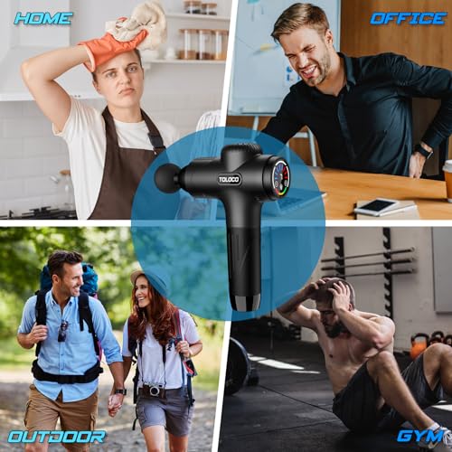 TOLOCO Massage Gun Deep Tissue, Percussion Massage Gun with 10 Replacement Heads, Super Quiet Portable Electric Massager for Athletes, Relax, Fathers Day Dad Gifts, Black - color: Black