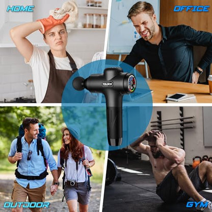 TOLOCO Massage Gun Deep Tissue, Percussion Massage Gun with 10 Replacement Heads, Super Quiet Portable Electric Massager for Athletes, Relax, Fathers Day Dad Gifts, Black - color: Black