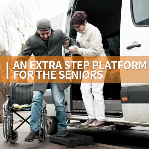 Ronlap Small Step Stools for Adults Car Step Stool for Elderly, Black-Black - color: Black-black