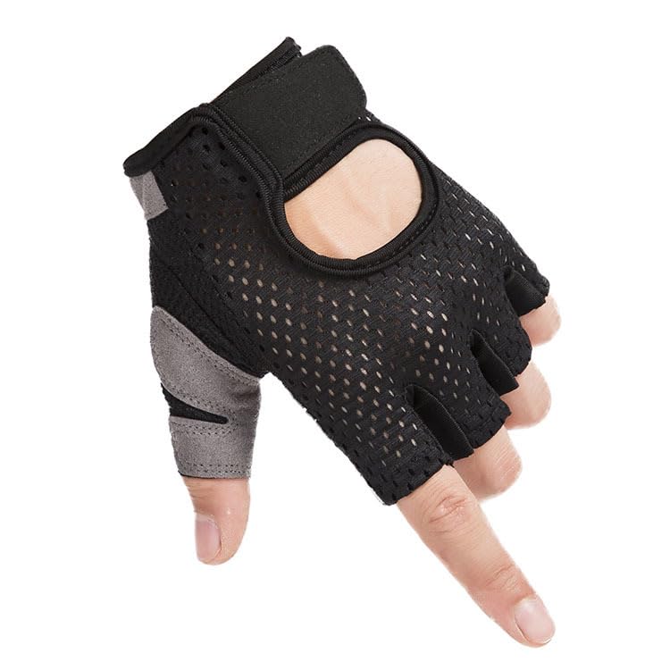 Men & Women Workout Gloves Breathable Fitness Gloves Weight Lifting Gym - color: Black with PU